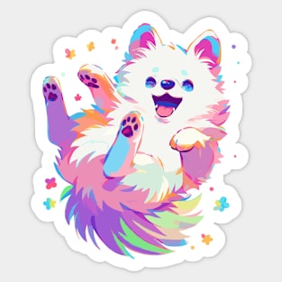 Happy fluffy pomeranian with vivid colors Sticker